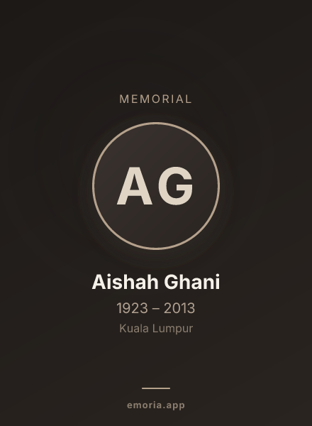 Memorial portrait of Aishah Ghani