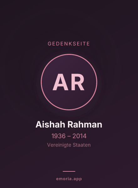 Gedenkportrait von Aishah Rahman