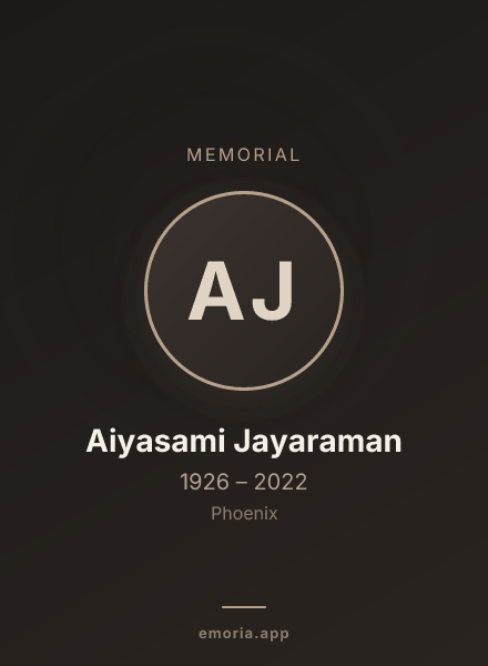 Memorial portrait of Aiyasami Jayaraman