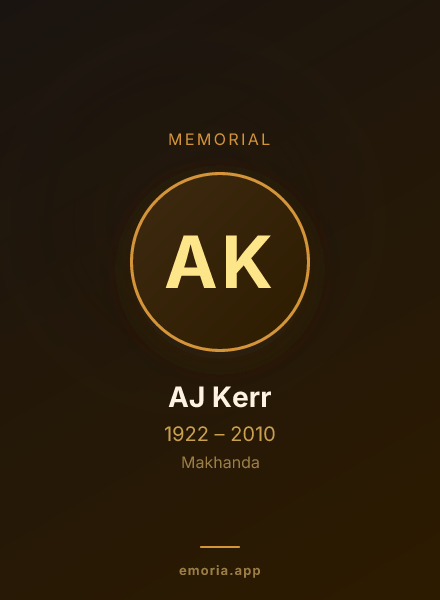 Memorial portrait of AJ Kerr