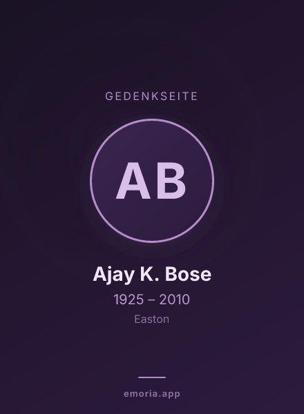 Gedenkportrait von Ajay K. Bose