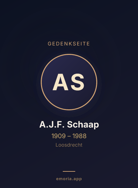 Gedenkportrait von A.J.F. Schaap