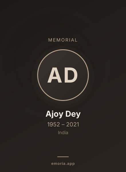 Memorial portrait of Ajoy Dey