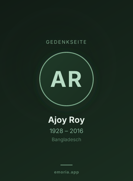 Gedenkportrait von Ajoy Roy