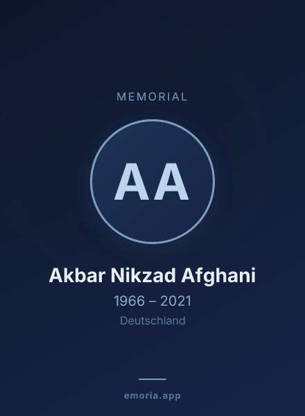 Memorial portrait of Akbar Nikzad Afghani