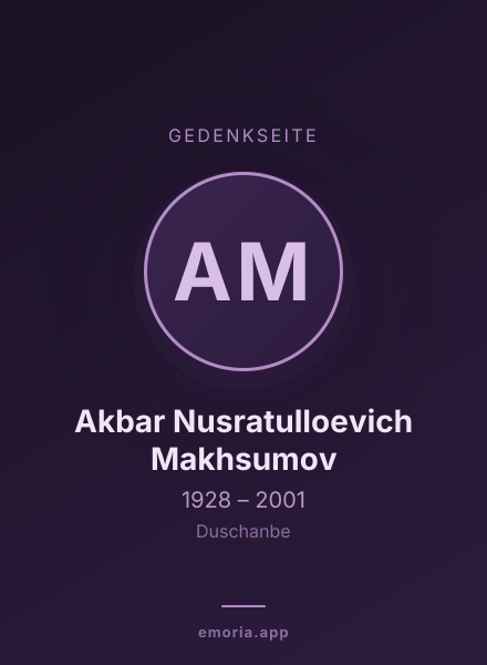 Gedenkportrait von Akbar Nusratulloevich Makhsumov