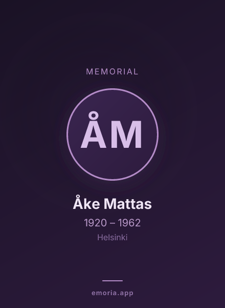 Memorial portrait of Åke Mattas