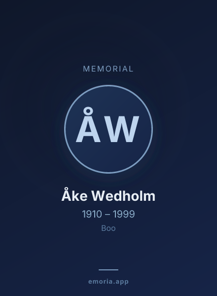 Memorial portrait of Åke Wedholm