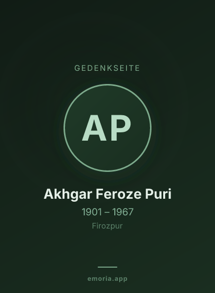 Gedenkportrait von Akhgar Feroze Puri