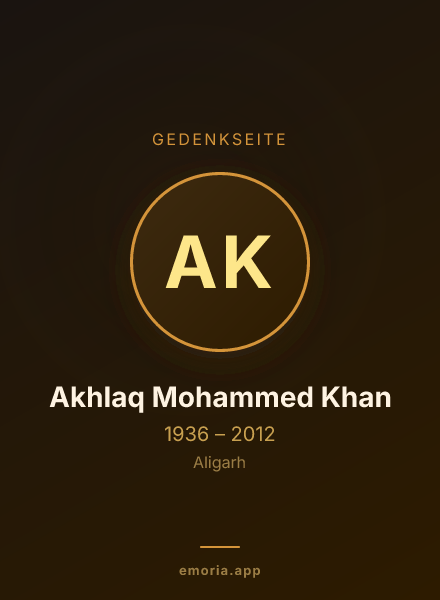 Gedenkportrait von Akhlaq Mohammed Khan
