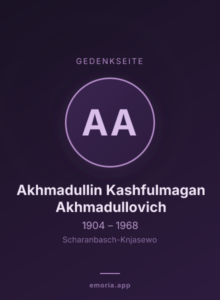 Gedenkportrait von Akhmadullin Kashfulmagan Akhmadullovich
