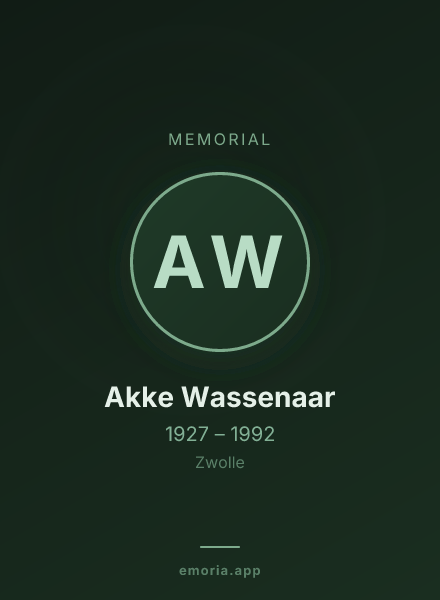 Memorial portrait of Akke Wassenaar