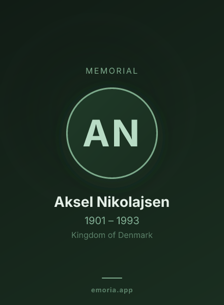 Memorial portrait of Aksel Nikolajsen