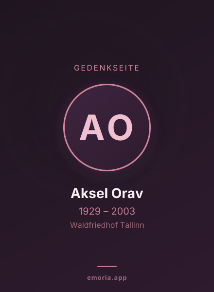 Gedenkportrait von Aksel Orav