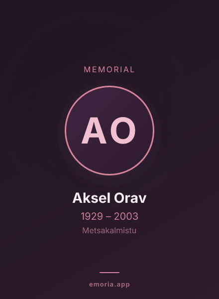 Memorial portrait of Aksel Orav