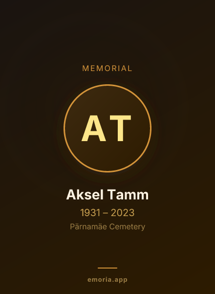Memorial portrait of Aksel Tamm