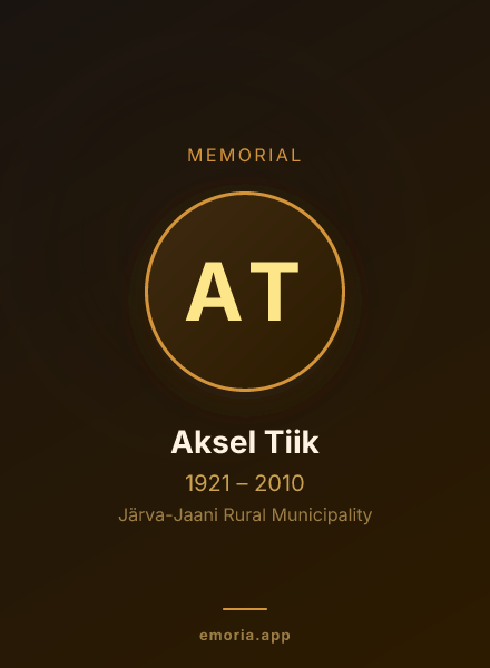 Memorial portrait of Aksel Tiik