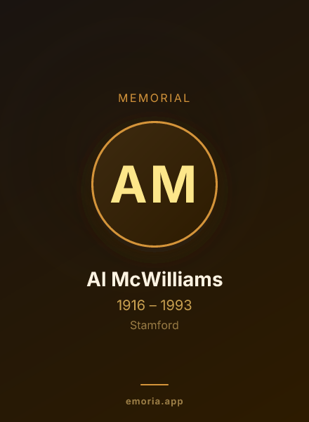 Memorial portrait of Al McWilliams