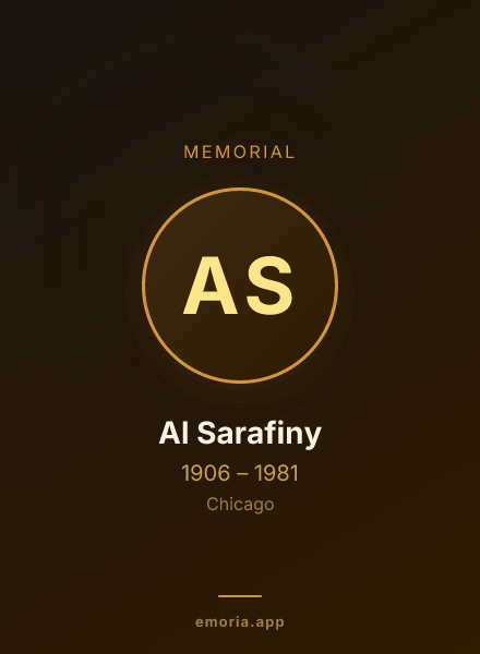 Memorial portrait of Al Sarafiny