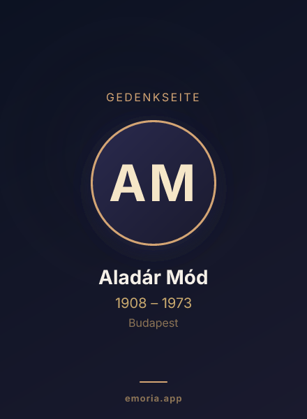 Gedenkportrait von Aladár Mód