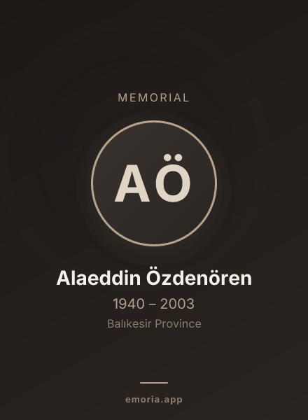 Memorial portrait of Alaeddin Özdenören
