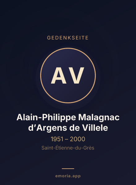 Gedenkportrait von Alain-Philippe Malagnac d’Argens de Villele