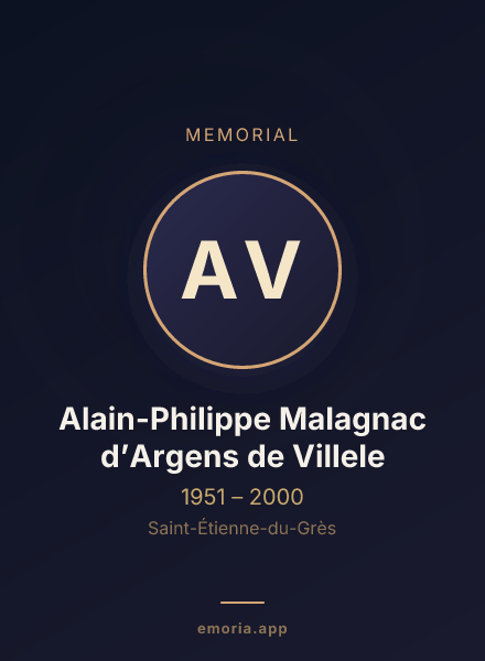 Memorial portrait of Alain-Philippe Malagnac d’Argens de Villele