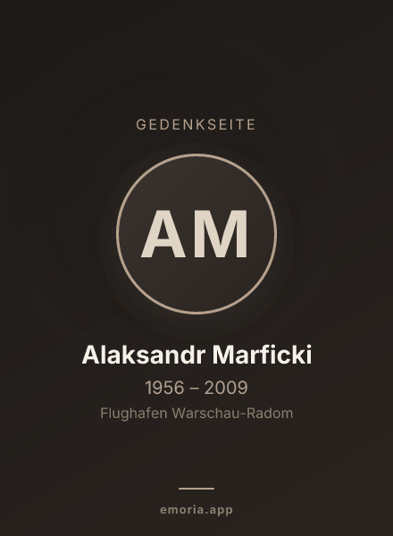 Gedenkportrait von Alaksandr Marficki