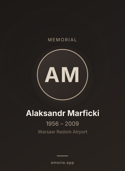 Memorial portrait of Alaksandr Marficki