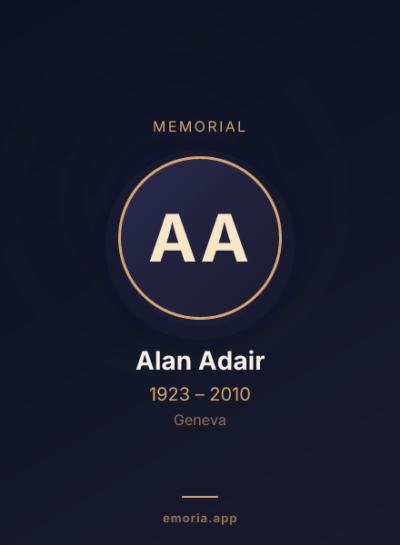 Memorial portrait of Alan Adair