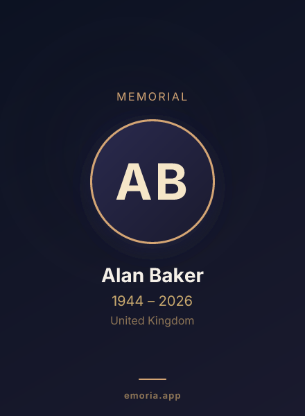 Memorial portrait of Alan Baker