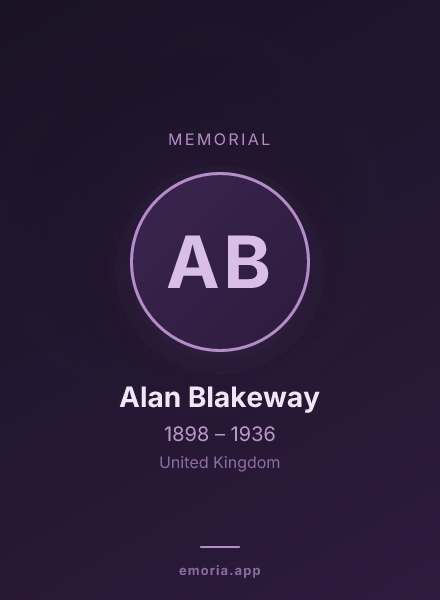 Memorial portrait of Alan Blakeway