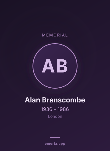 Memorial portrait of Alan Branscombe