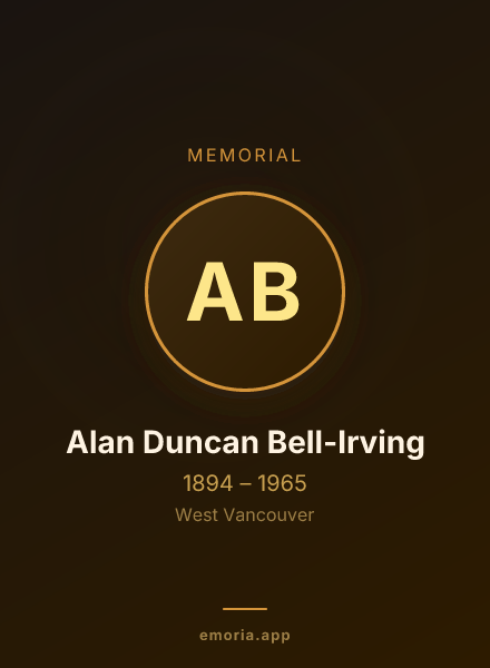 Memorial portrait of Alan Duncan Bell-Irving