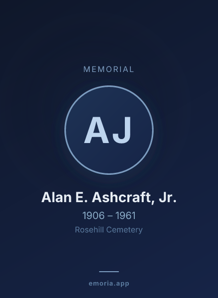 Memorial portrait of Alan E. Ashcraft, Jr.