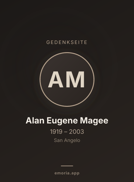 Gedenkportrait von Alan Eugene Magee