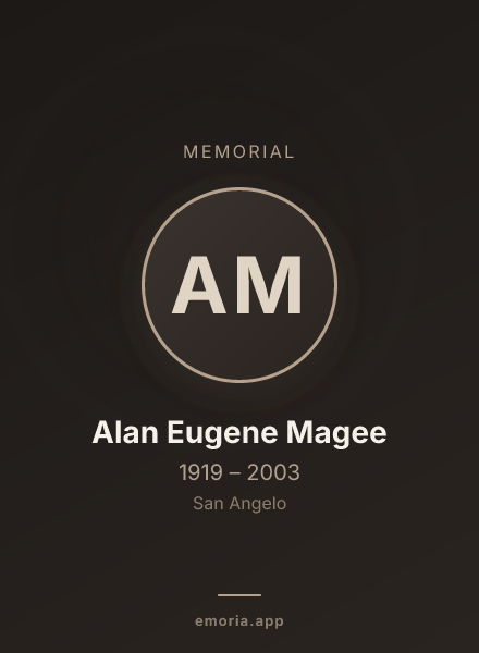Memorial portrait of Alan Eugene Magee