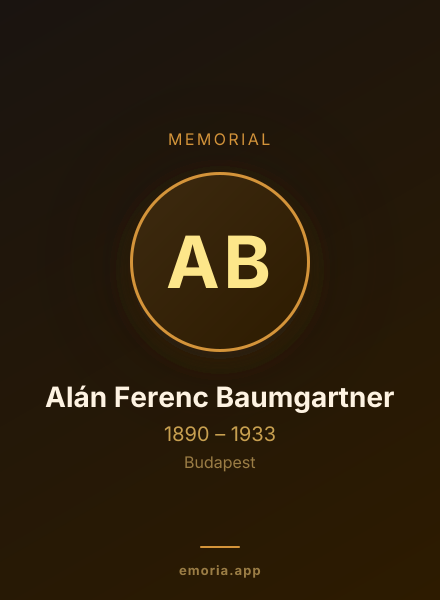 Memorial portrait of Alán Ferenc Baumgartner
