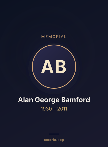 Memorial portrait of Alan George Bamford