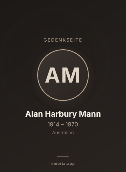 Gedenkportrait von Alan Harbury Mann