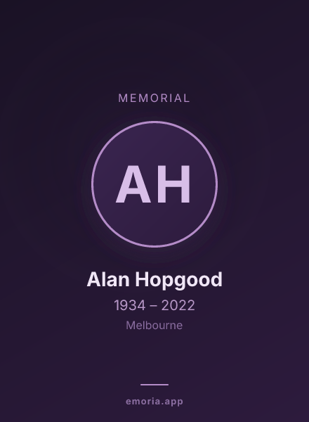 Memorial portrait of Alan Hopgood