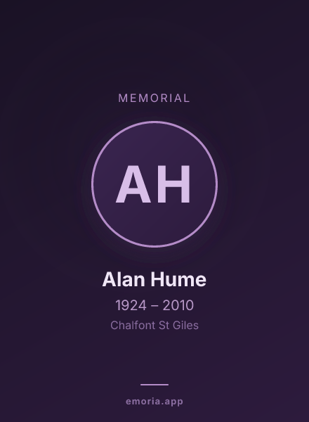 Memorial portrait of Alan Hume