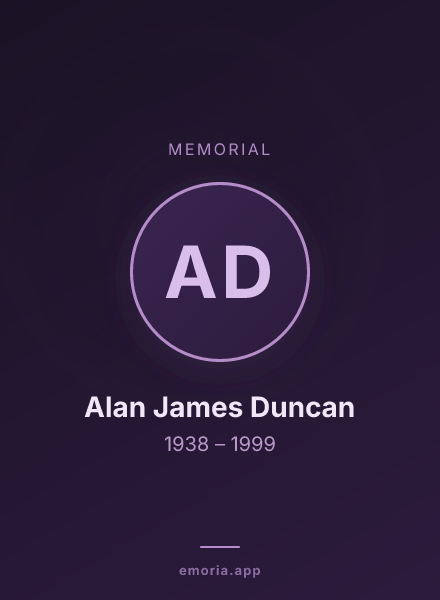 Memorial portrait of Alan James Duncan