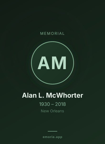 Memorial portrait of Alan L. McWhorter