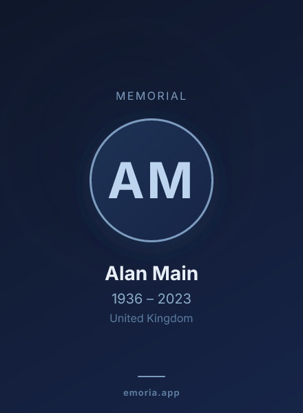 Memorial portrait of Alan Main