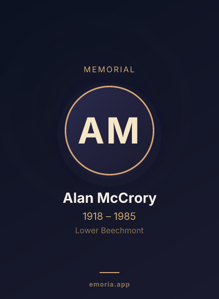 Memorial portrait of Alan McCrory