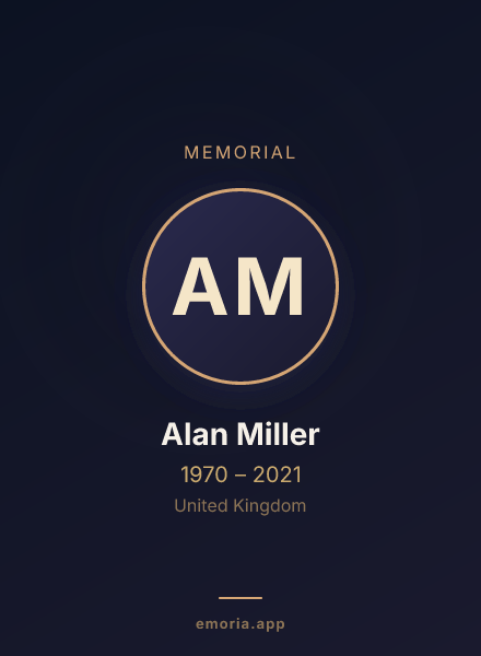 Memorial portrait of Alan Miller