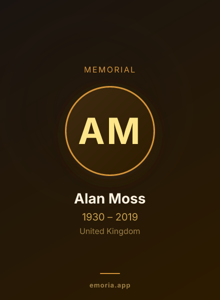 Memorial portrait of Alan Moss