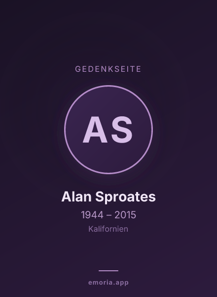 Gedenkportrait von Alan Sproates