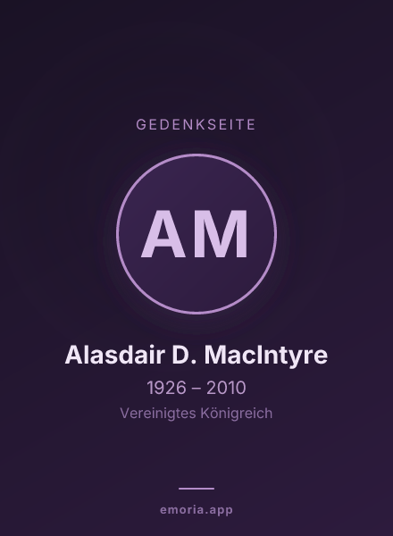 Gedenkportrait von Alasdair D. MacIntyre
